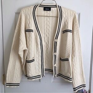 Cider Black Stripe Cream Cardigan